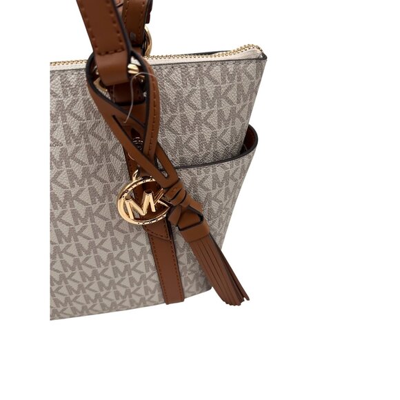 Michael Kors Sullivan Tote Bag  Vanilla Acorn Chic Convertible Style Logo Tassel - Picture 7 of 12